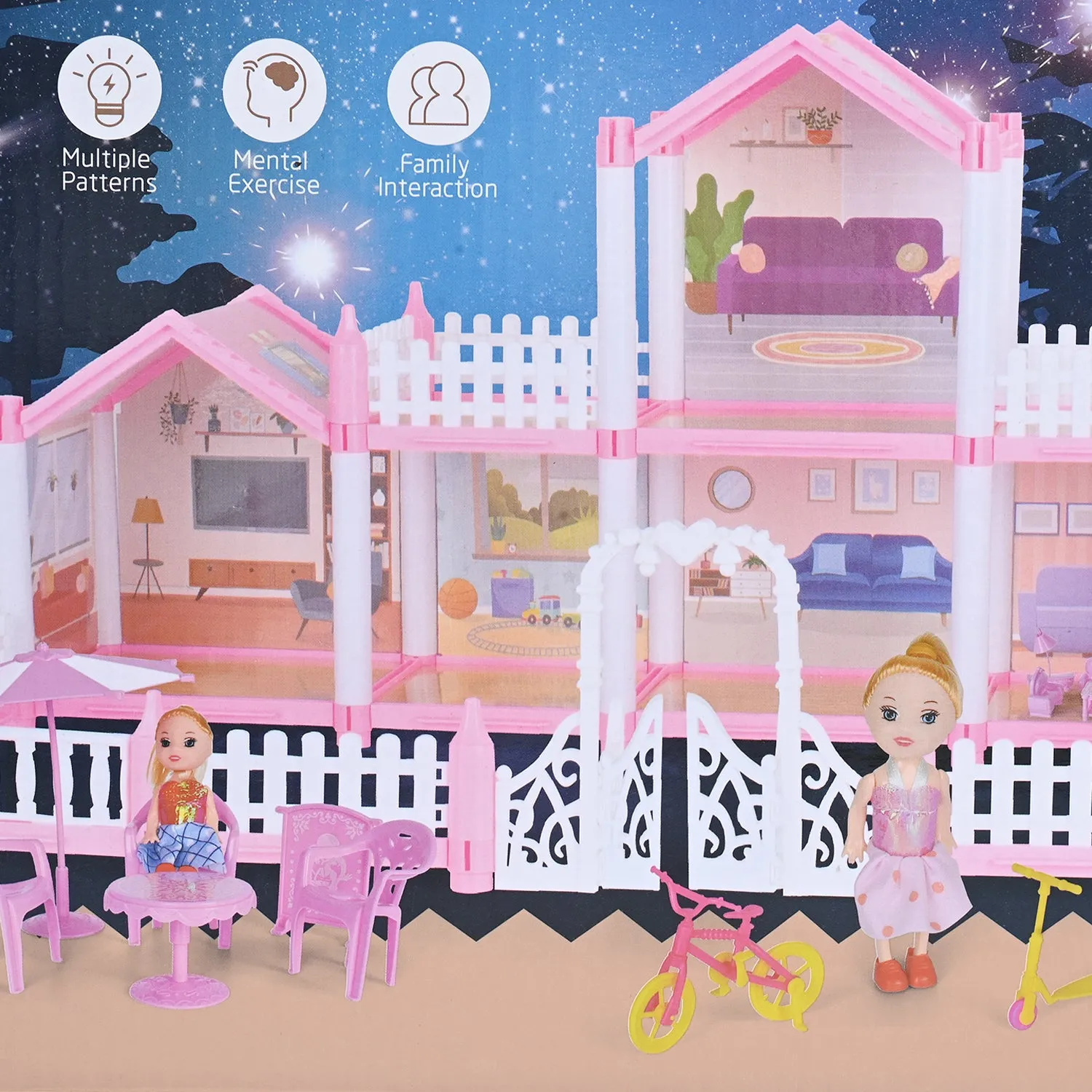 DIY Princess 2-Rooms Dream Doll House Play Set