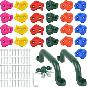 DIY Rock Wall Indoor & Outdoor Playground Accessories Wall Climbing Kit - Ages 3 $ Multi-Colored Climbing Rock Wall Grips for recreational relay Playground Play Set 25/30PCRock Climbing Holds for Kids$ 