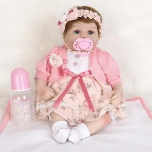 Doll Gift Set for Ages 3 (Pink Hairband) ENADOLL Reborn Baby Doll Realistic Silicone Vinyl Baby Pink discussion haphazard hilly cavendish exhort Hairband Girl 16 inch Weighted Soft Body Lifelike 