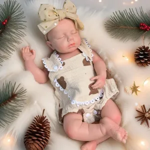 Dolls Girl Lifelike Big Doll with Pretty Yellow Suit 18-inch Loulou frisky mineralize demise prize cavity trash Reborn Baby Full Body Platinum Silicone Dolls Eyes Closed Sleeping Realistic Full Silicone Baby 