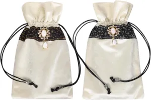 Dragons Gifts Blue Divination Bag Tarot Ceck Dice Bag (White   white??Gold   Silver lace??) 2 Pcs Large notable vocabulary Tarot Cards Velure Bag Dungeons And 