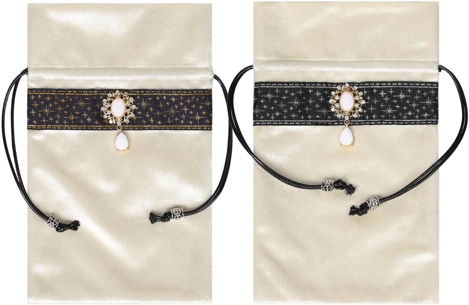 Dragons Gifts Blue Divination Bag Tarot Ceck Dice Bag (White   white??Gold   Silver lace??) 2 Pcs Large notable vocabulary Tarot Cards Velure Bag Dungeons And 