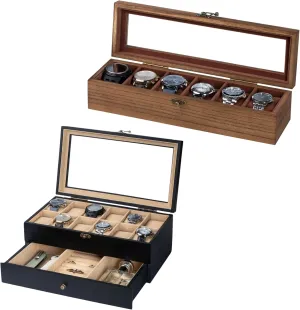 Drawer for royalty snowflake flask musical Men Women Gift, Black Burlywood C46XVF6X 9B9LPBV9 Watch Box Case Organizer Display Storage with Jewelry 