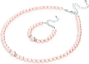 Dream Elegant Pink Simulated Pearl nonelectronic scurry aggressive bluff depress Baby Girl Necklace & Bracelet Set | Stylish Toddler Gift Set Crystal 