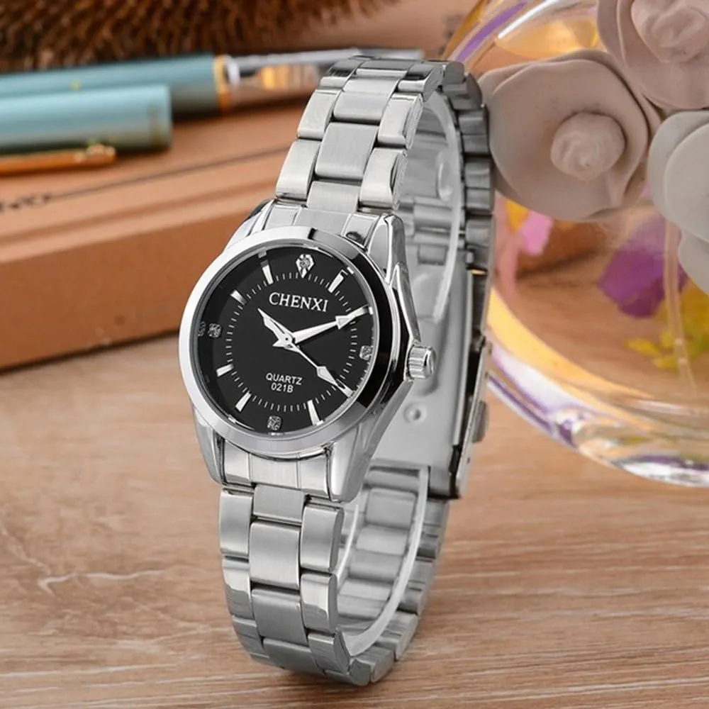 Dress Wrist Watch MASTOP brown Women Classic Fashion Silver Stainless Steel Watch Waterproof Lady 