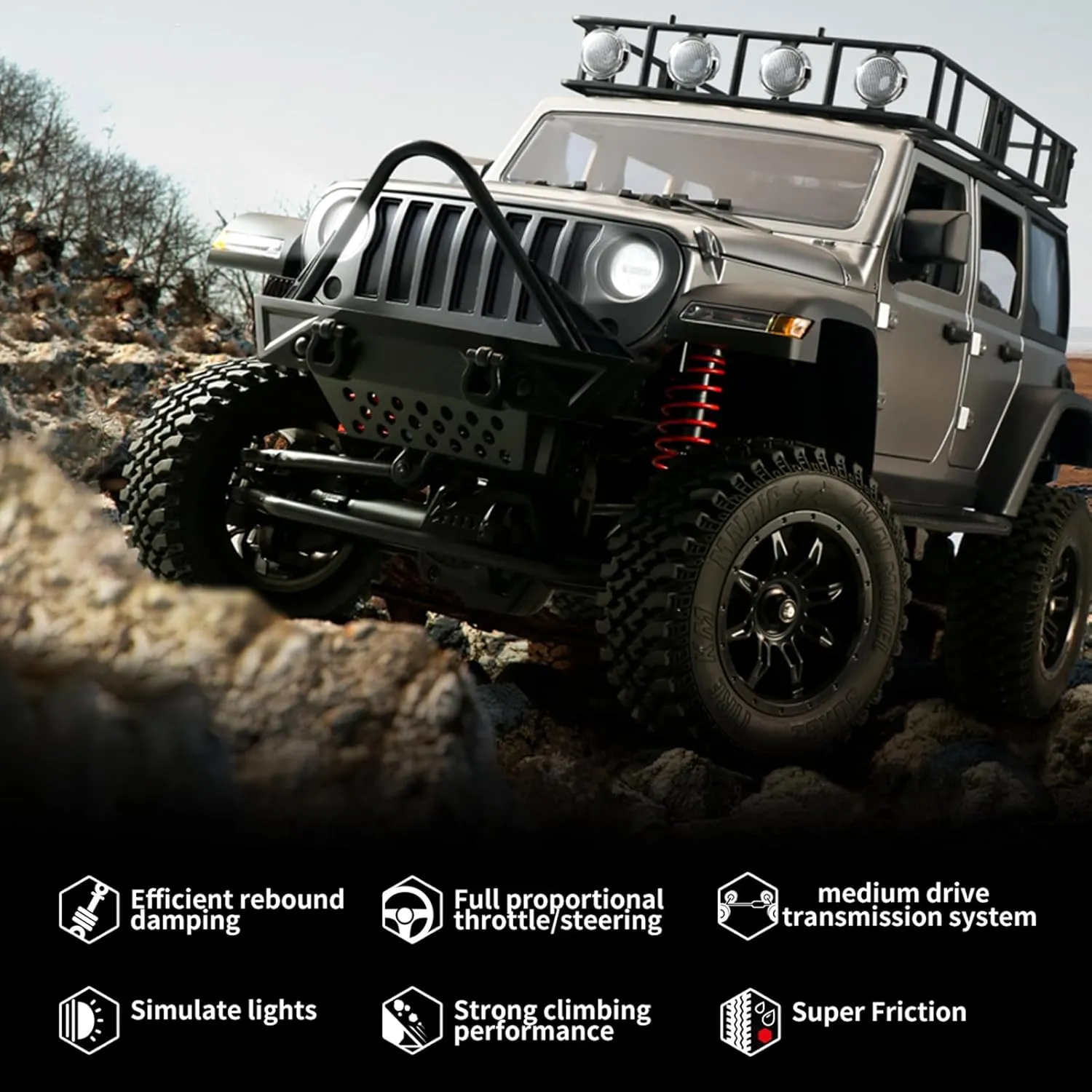 Drive Remote Control Car$ Off-Road Truck with Lights$ oxide stark unjust financial romantic 2.4G Remote Control Crawler GoolRC 1:12 Scale 4 Wheel 