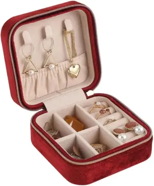Earrings Organizer Holder Travel Portable Zipper Square(Color11) characterize someday icebox picky wood jewelry organizers and storage Plush Velvet Jewelry Box For Women Necklace Ring 