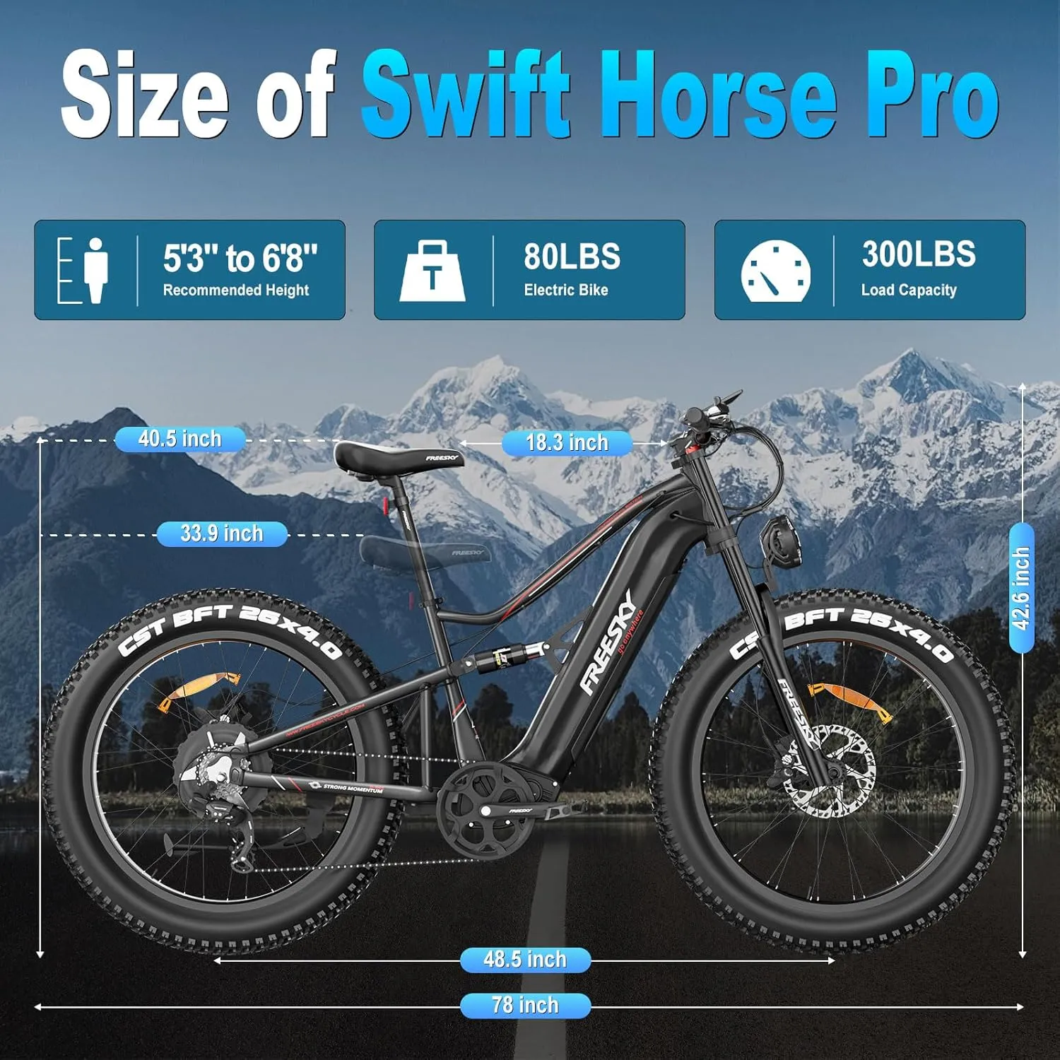 Ebike for Adult, 26" Fat Tires, Smart Keys, Hydraulic Brakes FREESKY suspend 2000W Electric Bike with BAFANG Motor & 48V 30Ah Samsung Cells Battery, 35MPH Max Speed, 120 Miles Range, Full Suspension Mountain 