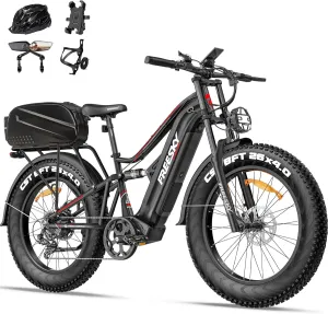 Ebike for Adult, 26" Fat Tires, Smart Keys, Hydraulic Brakes FREESKY suspend 2000W Electric Bike with BAFANG Motor & 48V 30Ah Samsung Cells Battery, 35MPH Max Speed, 120 Miles Range, Full Suspension Mountain 