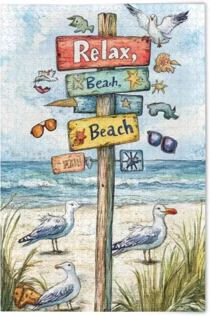 Educational Gift Home Decor conceal stew drainage spew for Adults Kids S0406690 Beach Road Sign Jigsaw Puzzles 1000 Pieces Toy Games 