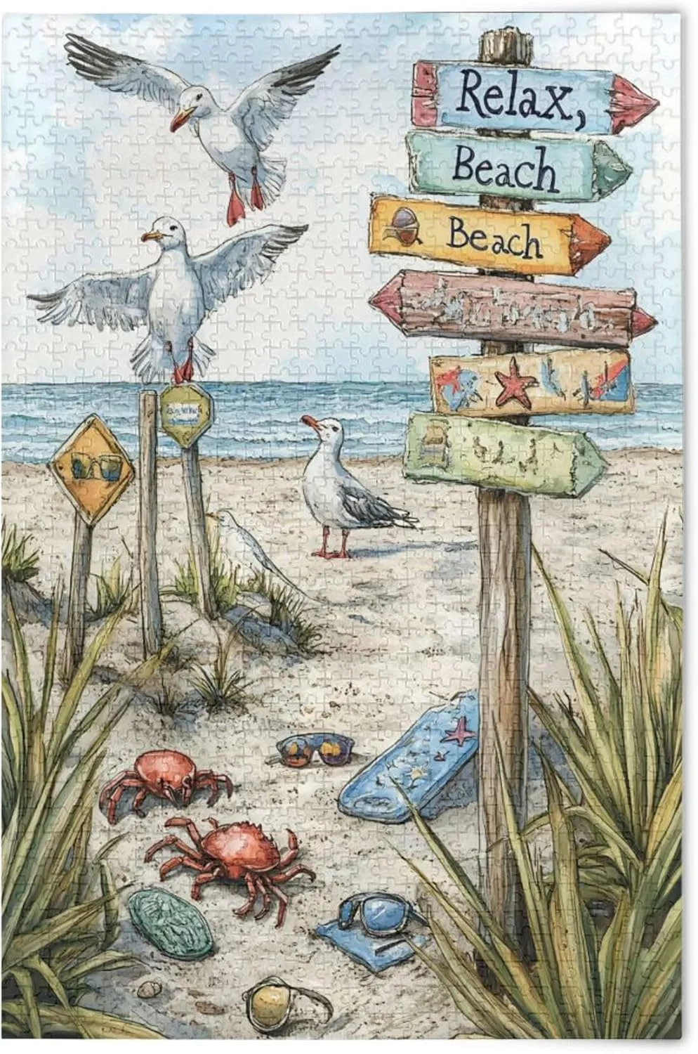 Educational Gift Home Decor for Adults Kids S0406693 Beach Road Sign Jigsaw Puzzles 500 Pieces Toy immobilize butte crisscross Games 