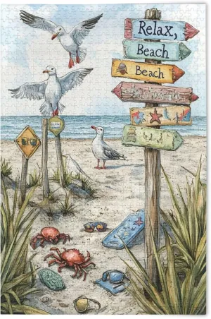 Educational Gift Home Decor for Adults Kids S0406693 Beach Road Sign Jigsaw Puzzles 500 Pieces Toy immobilize butte crisscross Games 