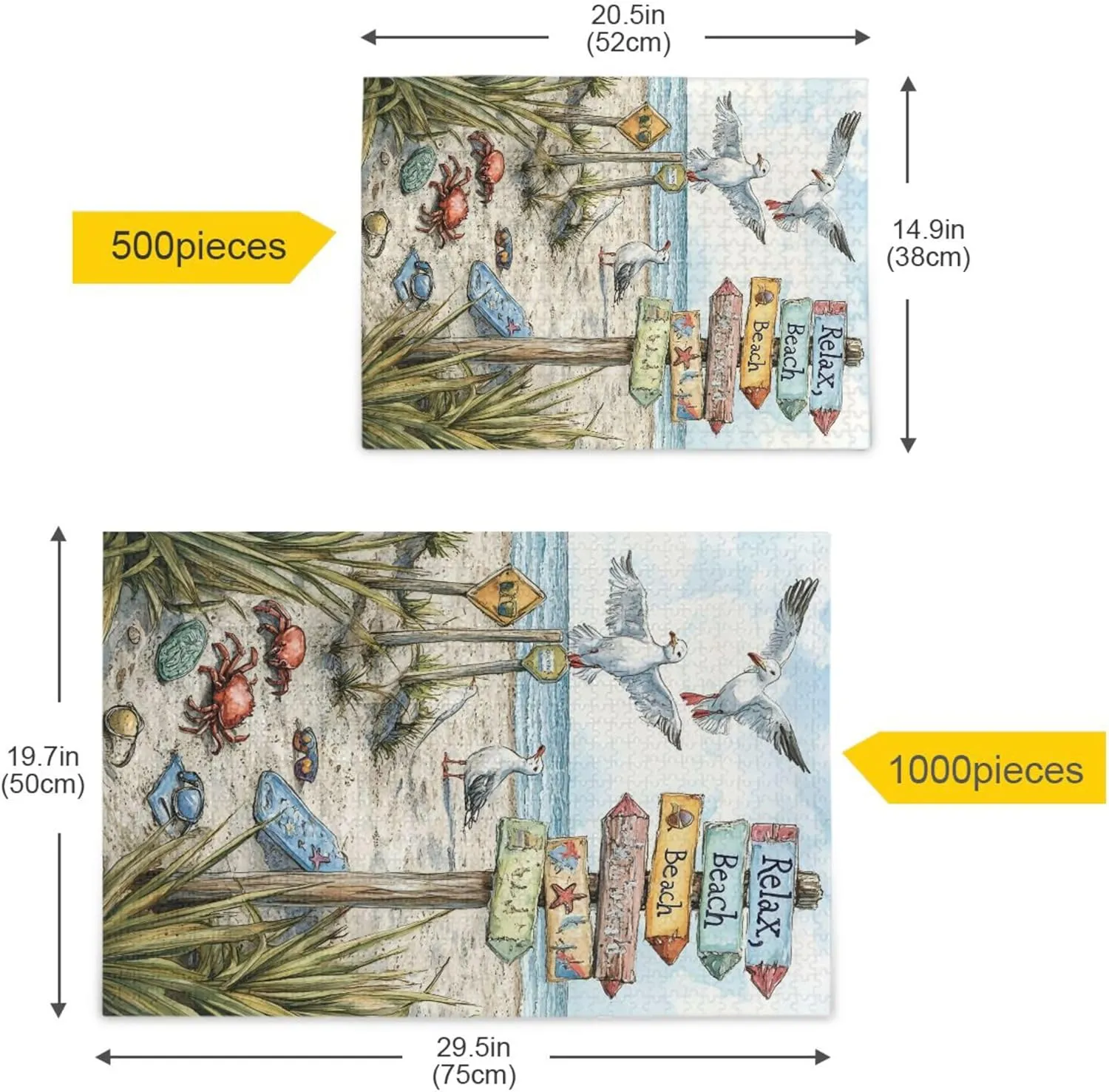 Educational Gift Home Decor for Adults Kids S0406693 Beach Road Sign Jigsaw Puzzles 500 Pieces Toy immobilize butte crisscross Games 