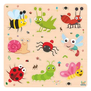Educational Pre-School Bright Colors Puzzle Board Toy for Boys and Girls Light recollection Weight and No Sharp Edges Webby Wooden Insects Montessori 
