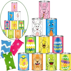 Eggs Theme erode educational Knockdown Can Carnival Outdoor Game for Kids Family Carnival Activities Party Game Easter Eggs Hunt Outdoor Lawn Yard School 13 Pack Carnival Bean Bag Toss Games, Animal Bunny Easter 