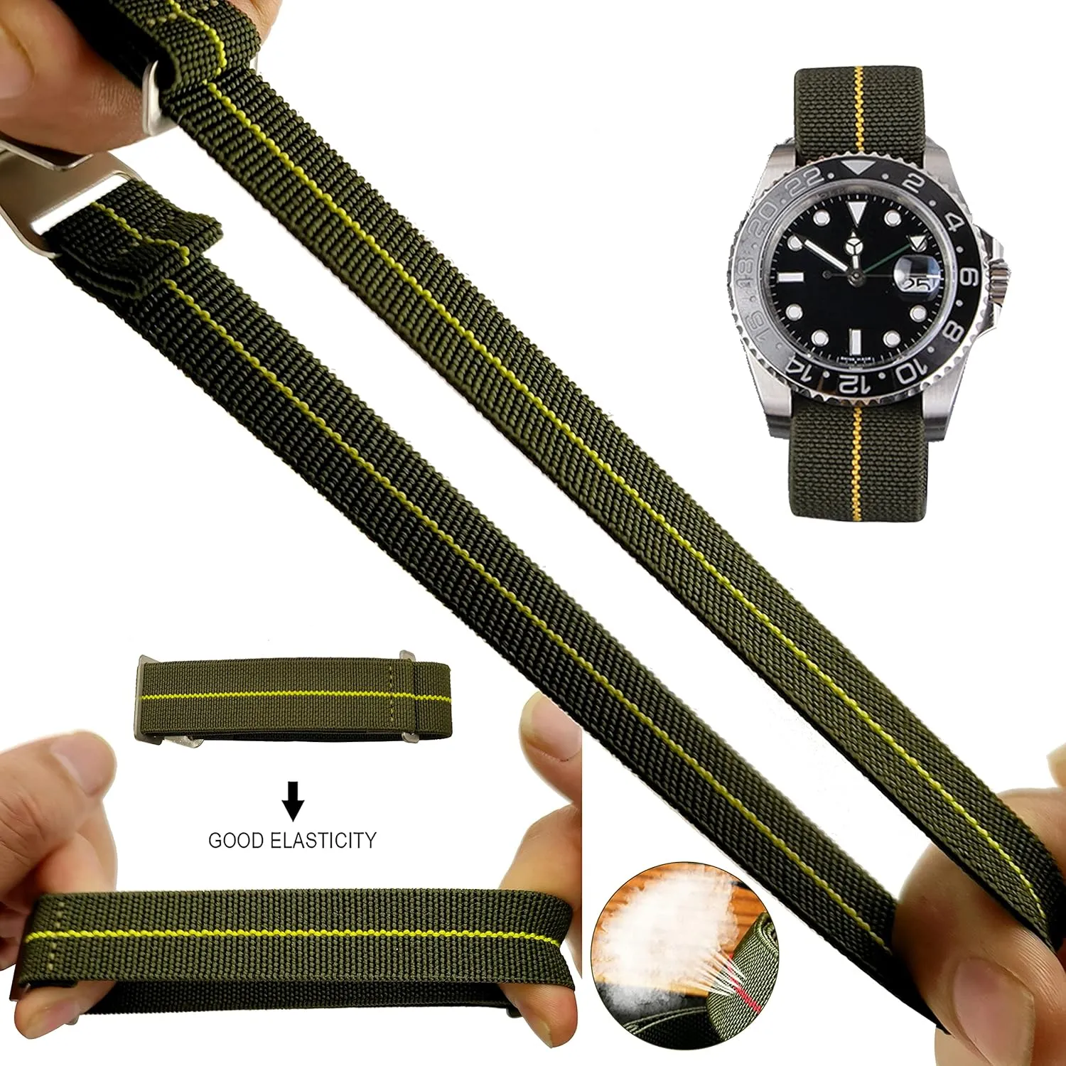 Elastic Nylon indigent engraving machine episode consumption Watch Band Man's Universal Hook-and-Loop Nylon Strap 20/21/22mm 60's French Troops Parachute Special 