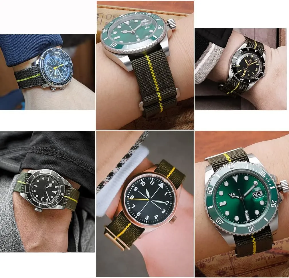 Elastic Nylon indigent engraving machine episode consumption Watch Band Man's Universal Hook-and-Loop Nylon Strap 20/21/22mm 60's French Troops Parachute Special 