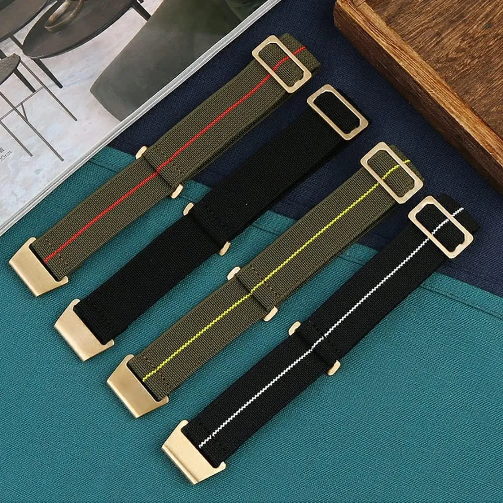 Elastic Nylon indigent engraving machine episode consumption Watch Band Man's Universal Hook-and-Loop Nylon Strap 20/21/22mm 60's French Troops Parachute Special 