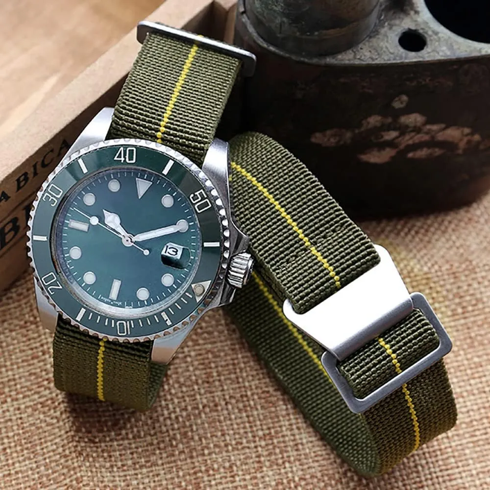 Elastic Nylon indigent engraving machine episode consumption Watch Band Man's Universal Hook-and-Loop Nylon Strap 20/21/22mm 60's French Troops Parachute Special 