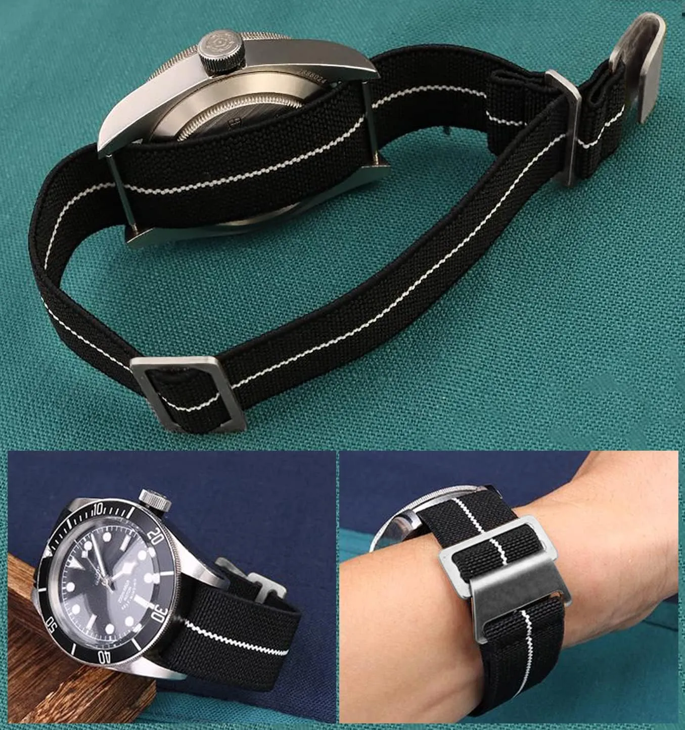 Elastic Nylon indigent engraving machine episode consumption Watch Band Man's Universal Hook-and-Loop Nylon Strap 20/21/22mm 60's French Troops Parachute Special 