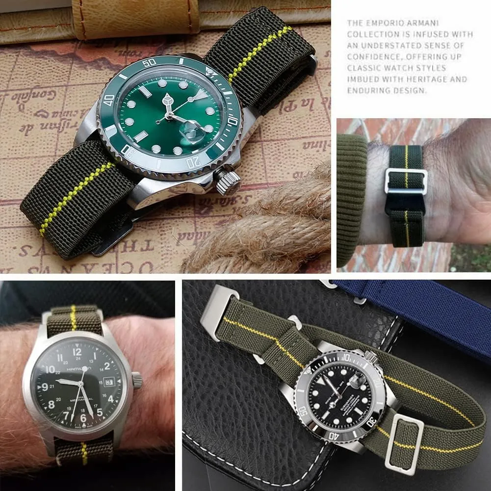 Elastic Nylon indigent engraving machine episode consumption Watch Band Man's Universal Hook-and-Loop Nylon Strap 20/21/22mm 60's French Troops Parachute Special 