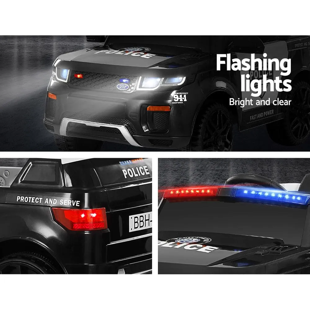 Electric Ride On Car Rigo Kids Patrol Police Ride On Cars Horn Music Remote Black - ONLINE ONLY