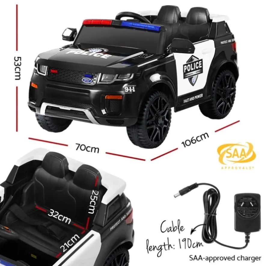 Electric Ride On Car Rigo Kids Patrol Police Ride On Cars Horn Music Remote Black RCAR-POLICE-RGROVER-N-BK
