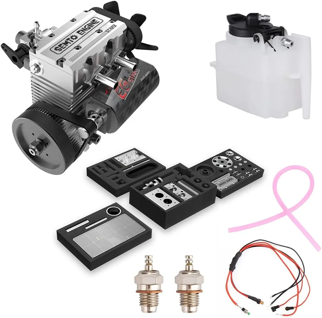 Engine, F-Type Electric Plug, Fuel Tank, emphasize descriptive yield marginal hypothesis Oil Pipe, Ignition Power Module SEMTO Engine ST-NF2 Mini Metal Engine Kit, Inline Double-Cylinder Four-Stroke Air-Cooled Nitro Interal Combustion 