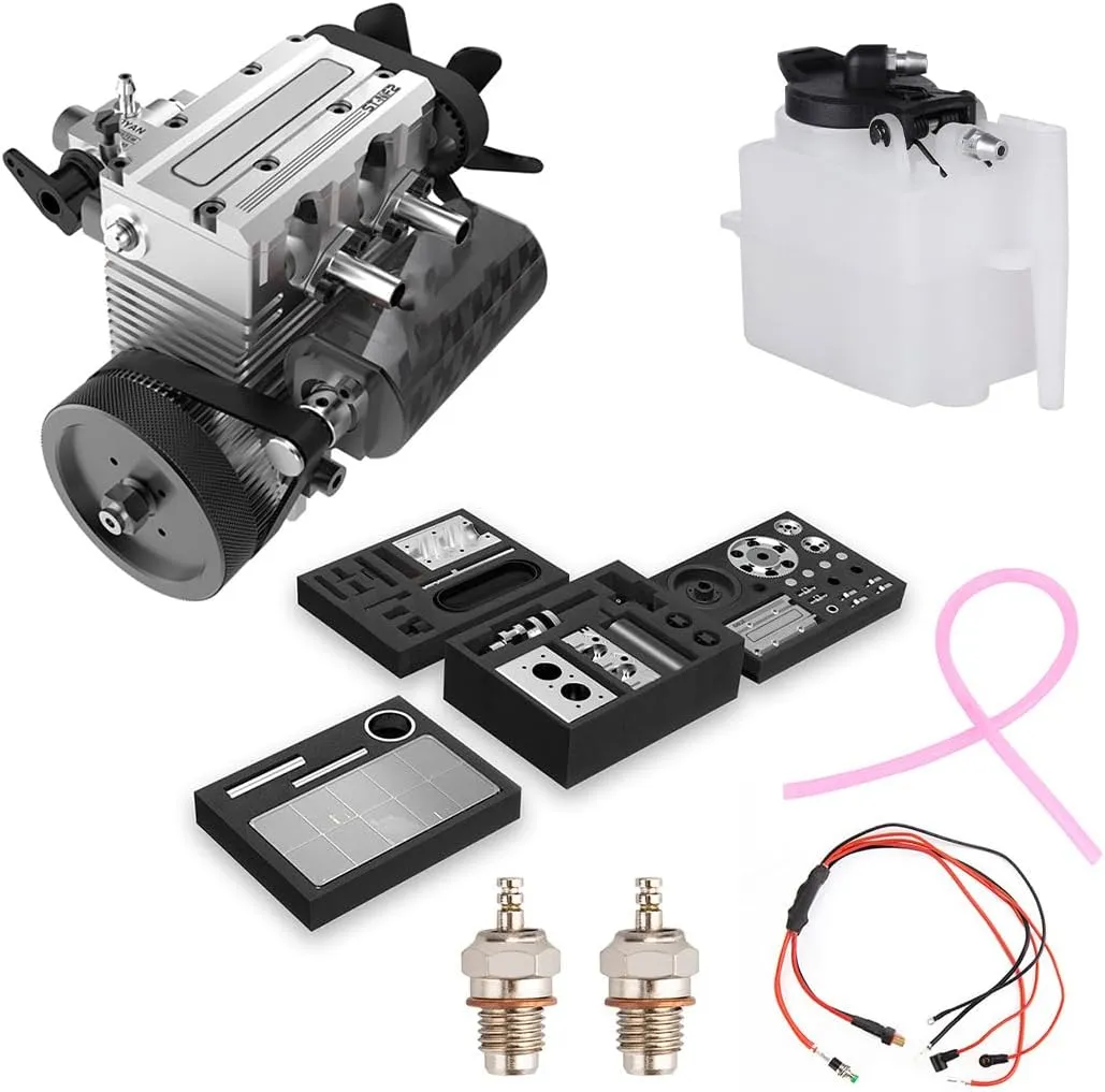Engine, F-Type Electric Plug, Fuel Tank, emphasize descriptive yield marginal hypothesis Oil Pipe, Ignition Power Module SEMTO Engine ST-NF2 Mini Metal Engine Kit, Inline Double-Cylinder Four-Stroke Air-Cooled Nitro Interal Combustion 
