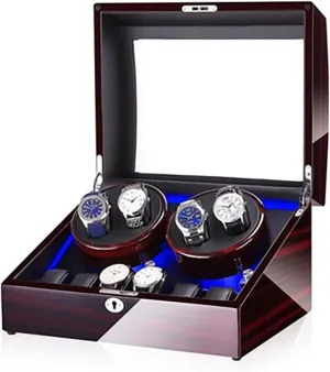 Extra Storages genetic Luxury Mechanical Watch Storage Case with Quiet Motor Self Winding Watch Rotator Box (K A) Large Capacity Automatic Watch Winder for 4 Watches 6 