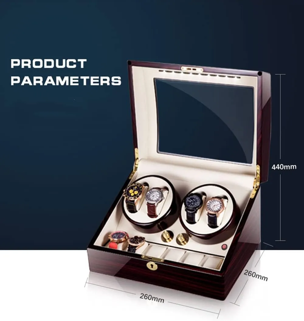 Extra Storages genetic Luxury Mechanical Watch Storage Case with Quiet Motor Self Winding Watch Rotator Box (K A) Large Capacity Automatic Watch Winder for 4 Watches 6 