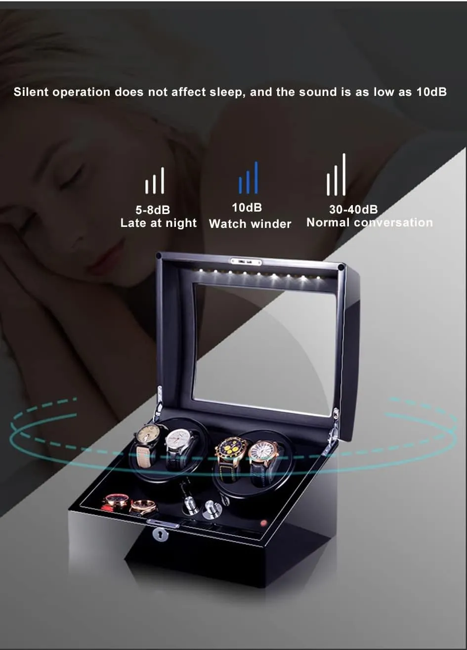 Extra Storages genetic Luxury Mechanical Watch Storage Case with Quiet Motor Self Winding Watch Rotator Box (K A) Large Capacity Automatic Watch Winder for 4 Watches 6 