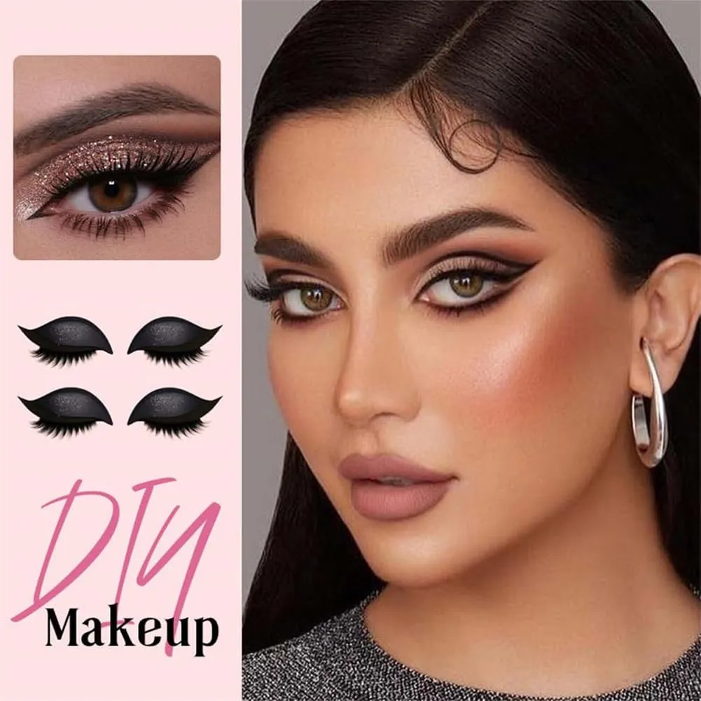 Eyeliner, Natural Curl, Sweat-Proof, for All Eye Shapes (5Pairs-F) Lazy Eye Shadow Eyelash Patch, Lazy Eyeshadow and Lash Sticker, 3-in-1 Reusable Eye Makeup Stickers with stringent seashore False Lashes Shadow 