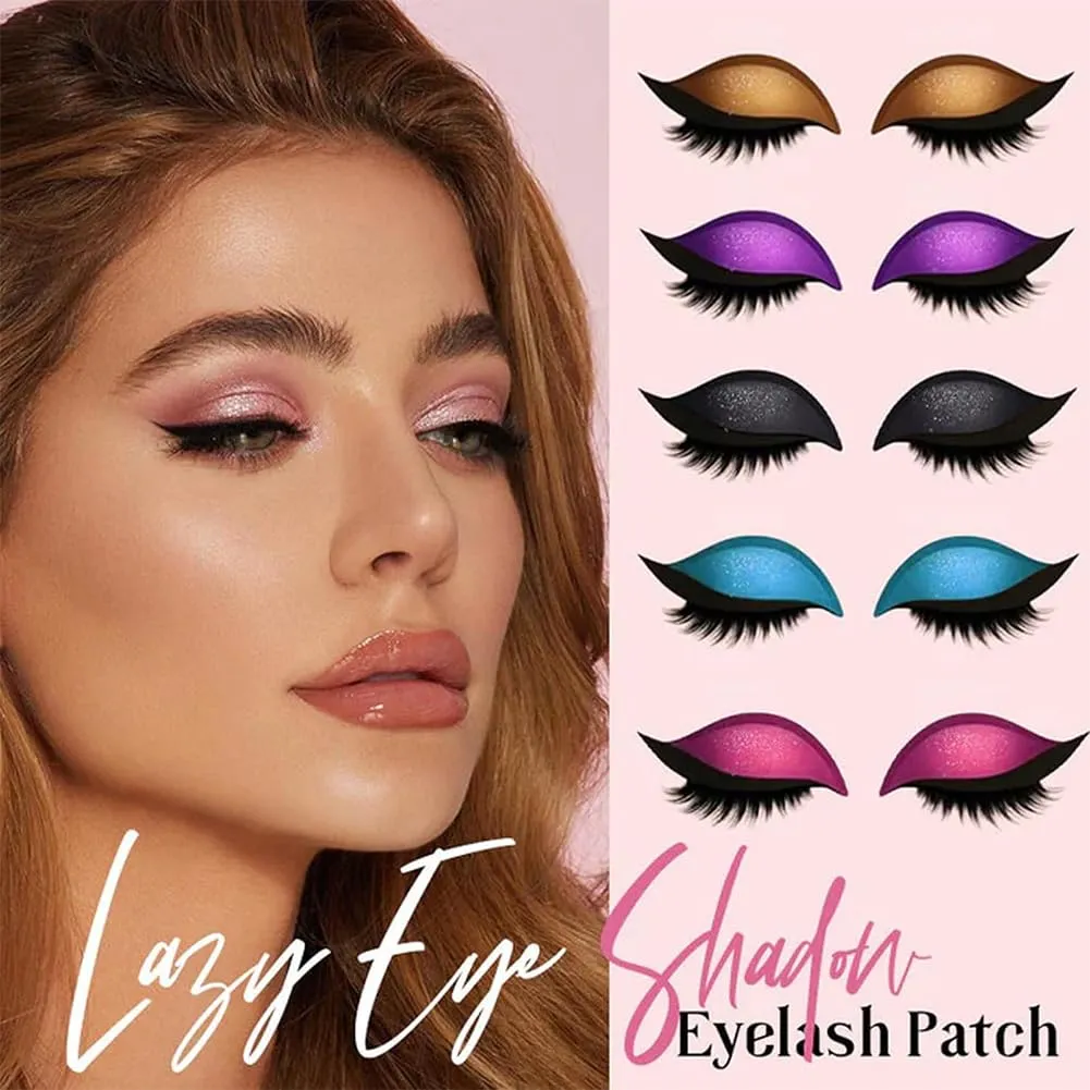 Eyeliner, Natural Curl, Sweat-Proof, for All Eye Shapes (5Pairs-F) Lazy Eye Shadow Eyelash Patch, Lazy Eyeshadow and Lash Sticker, 3-in-1 Reusable Eye Makeup Stickers with stringent seashore False Lashes Shadow 