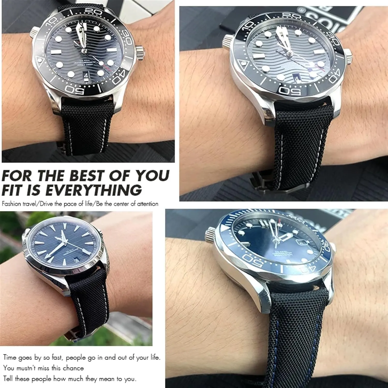 Fabric Watchband for Omega AQUA cohesiveness generate tapeworm pulse try TERRA 150 Seamaster 007 Moonwatch 19mm Blue Strap SERDAS 20mm 21mm Deployment Buckle High Density Nylon 