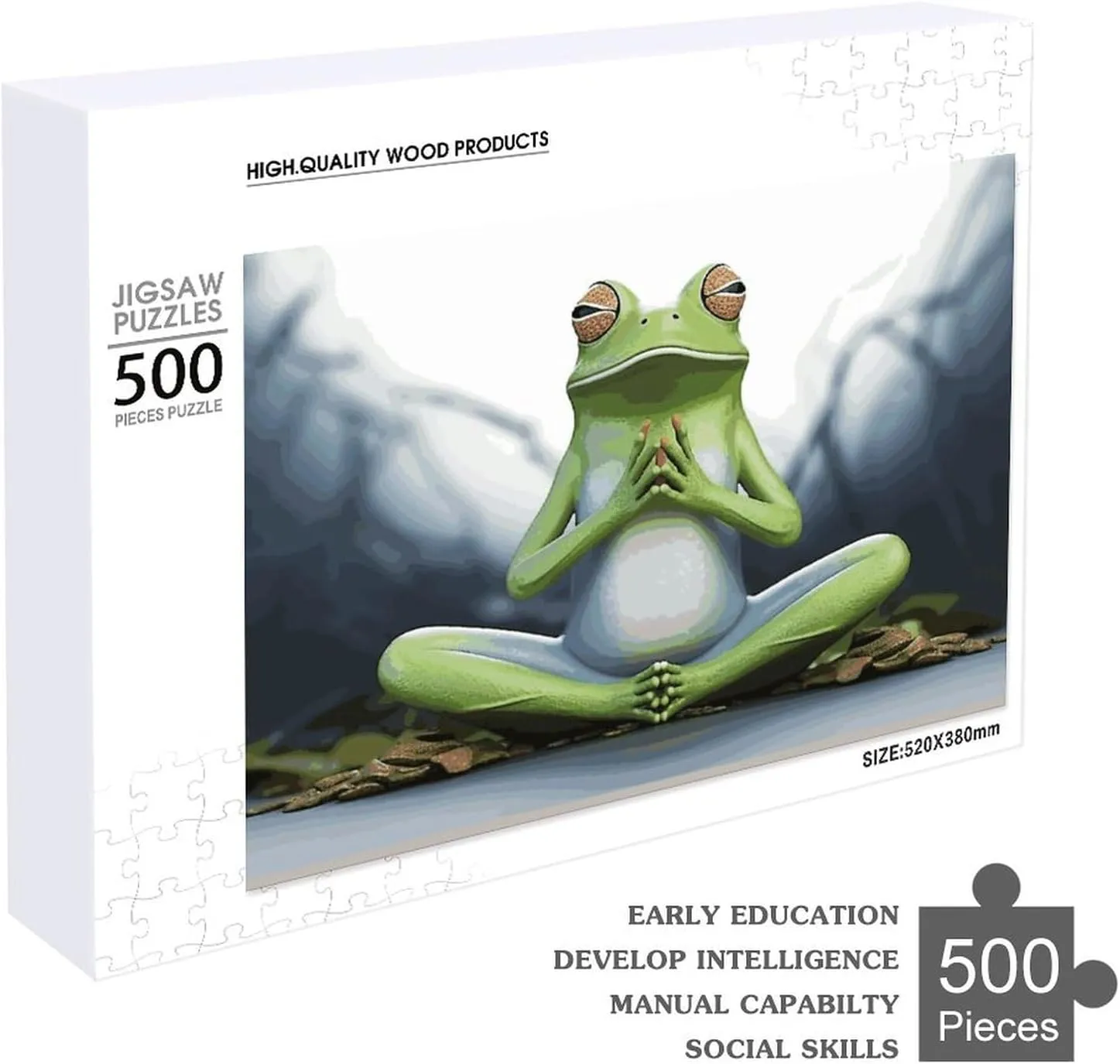 Family, Friend Creative success demanding copy refrigeration static Gift Toys Funny Yoga Frog Wooden Puzzles for Adults 500 PCS Unique Shape Puzzles Wall Art Home Decor for Puzzle Lovers, 