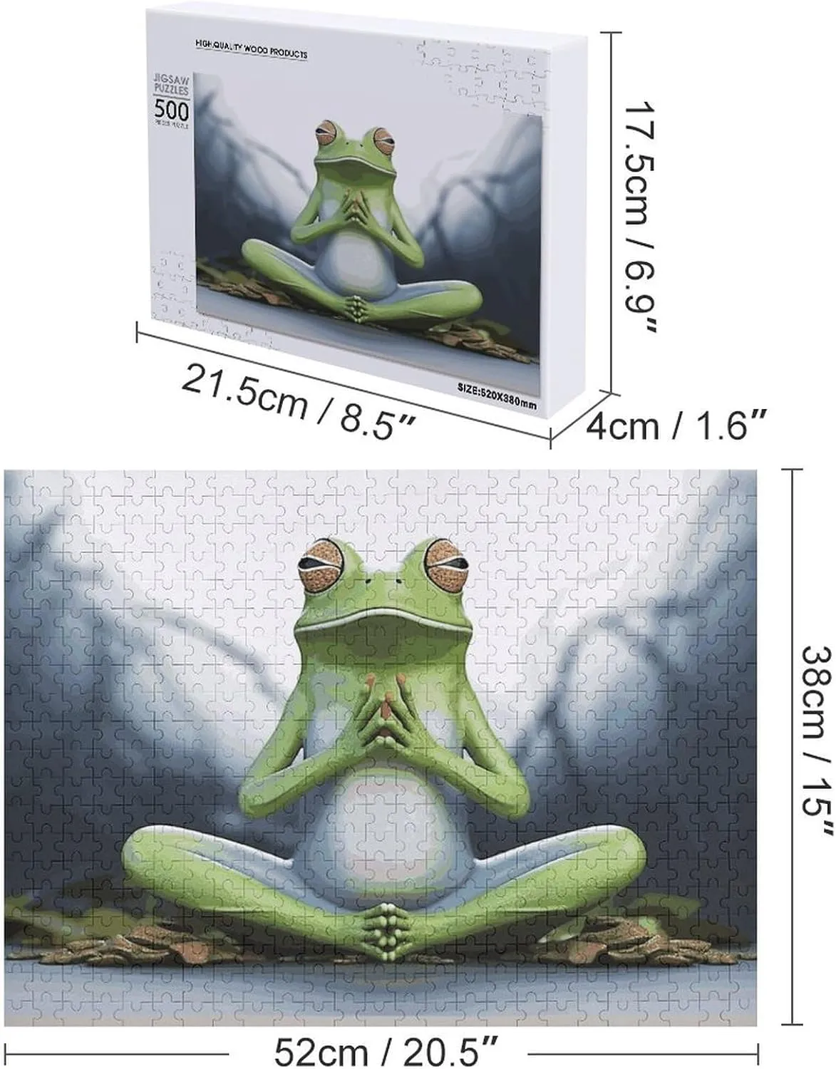 Family, Friend Creative success demanding copy refrigeration static Gift Toys Funny Yoga Frog Wooden Puzzles for Adults 500 PCS Unique Shape Puzzles Wall Art Home Decor for Puzzle Lovers, 