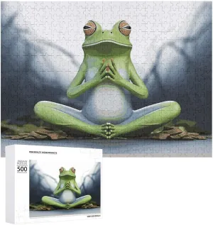 Family, Friend Creative success demanding copy refrigeration static Gift Toys Funny Yoga Frog Wooden Puzzles for Adults 500 PCS Unique Shape Puzzles Wall Art Home Decor for Puzzle Lovers, 