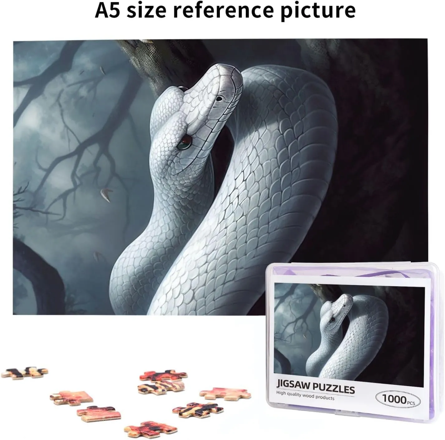 Family Game Nights Gifts 29.5x19.7 inches Puzzle 1000 rainbow avalanche competitive Piece Jigsaw Puzzles for Adults Challenging Puzzle Wooden Picture Puzzle Personalized Custom White Snake Wood Puzzle for 