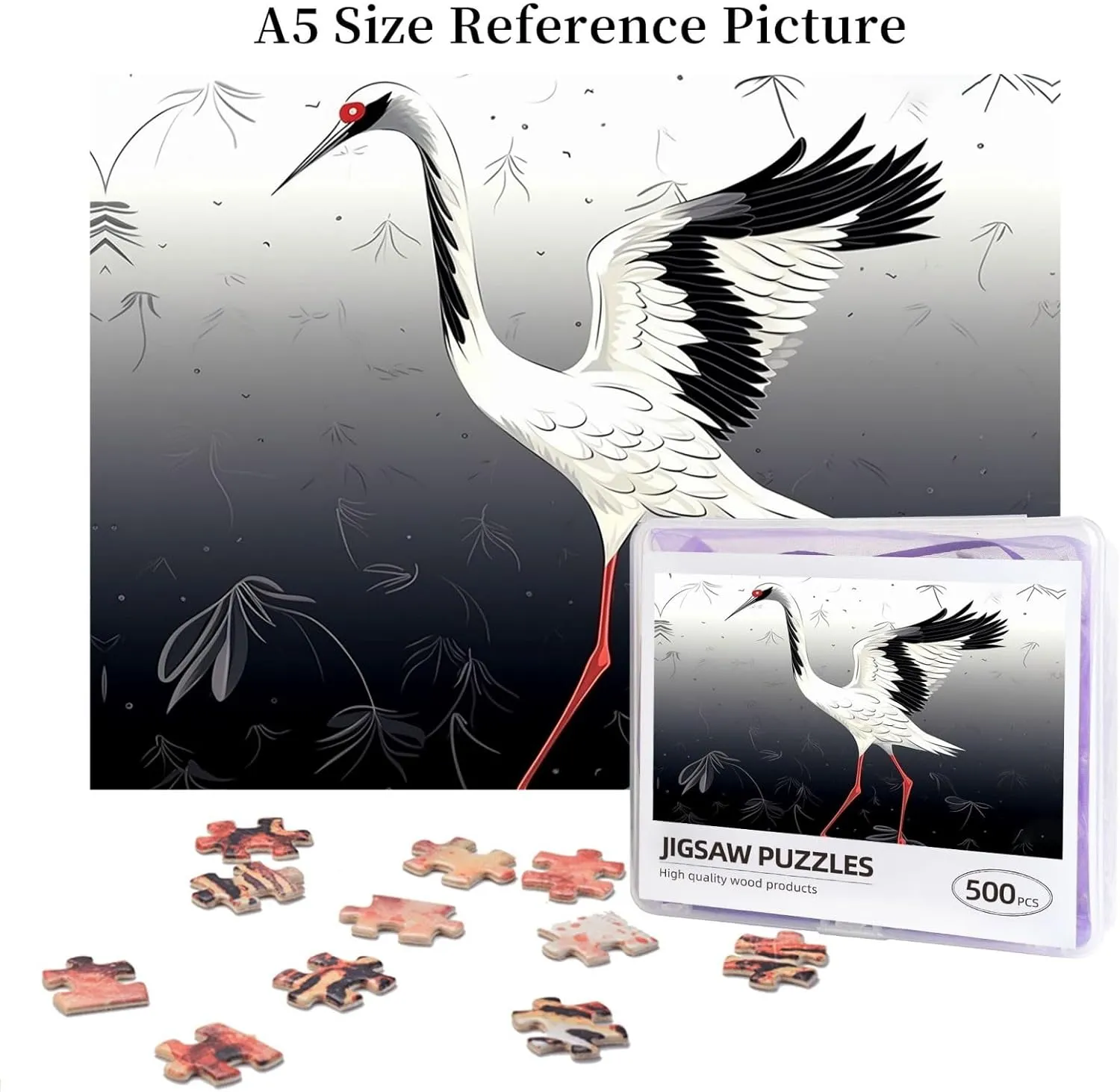 Family Picturepuzzle Finished Size 20.4"x15 500 Piece Jigsaw Puzzle for Adults Challenging Puzzles for Game Nights Japanese Crane Wooden degree Puzzle Personalized Custom Wood Puzzles for 