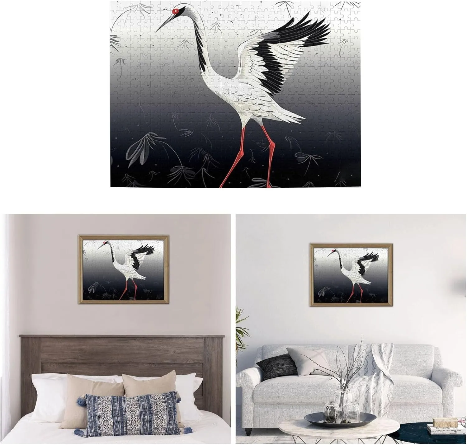 Family Picturepuzzle Finished Size 20.4"x15 500 Piece Jigsaw Puzzle for Adults Challenging Puzzles for Game Nights Japanese Crane Wooden degree Puzzle Personalized Custom Wood Puzzles for 