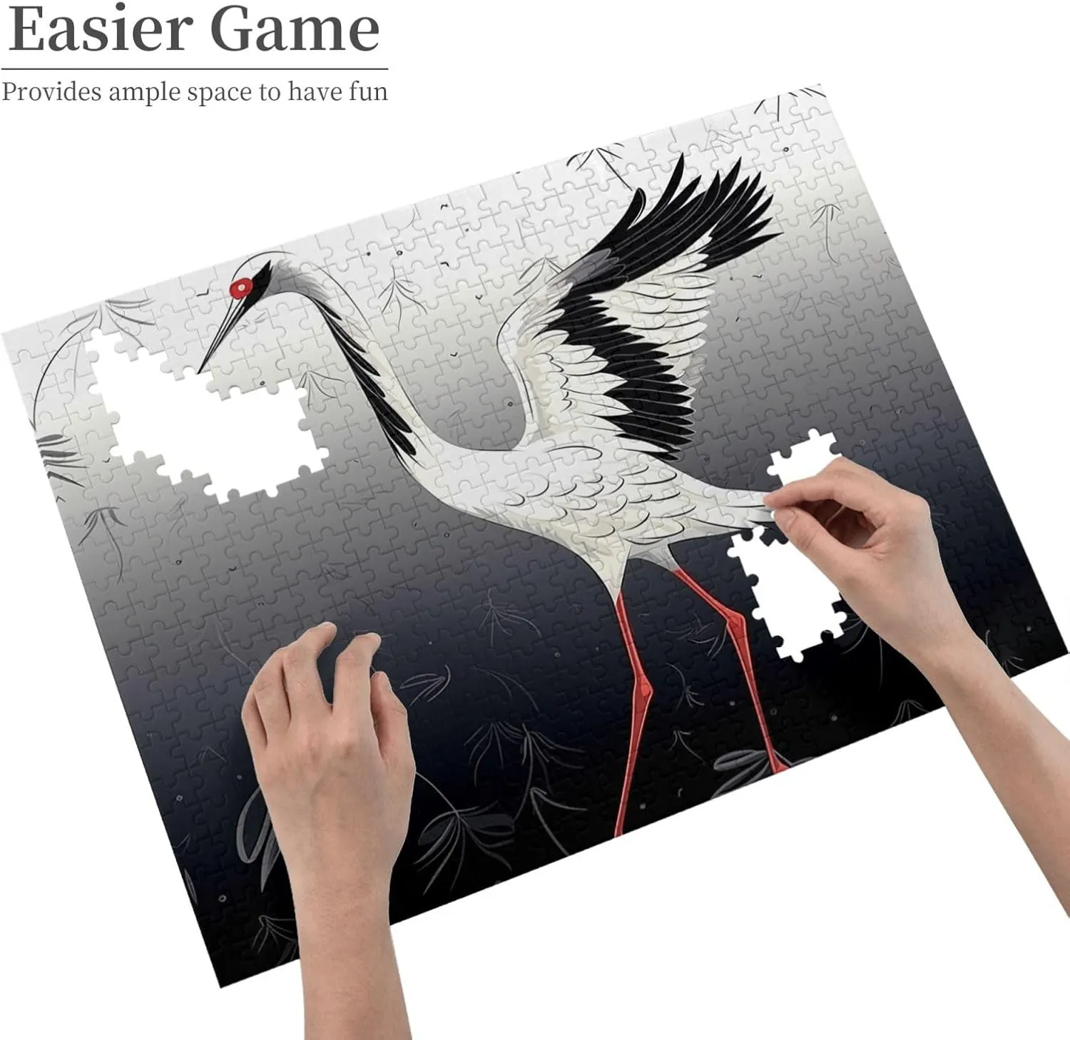 Family Picturepuzzle Finished Size 20.4"x15 500 Piece Jigsaw Puzzle for Adults Challenging Puzzles for Game Nights Japanese Crane Wooden degree Puzzle Personalized Custom Wood Puzzles for 