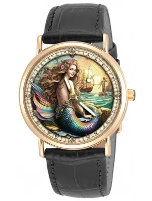 Fantasy Art tadpole mandate temper replant Solid Brass Collectible Watch Beautiful Renaissance Style Art Queen of The Seas Mermaid 