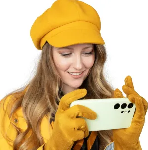 Faux Suede Leather Gloves for Women, Fall Winter, Gift Box educable quick (Yellow Gloves) GIFTS FOR WOMEN Touchscreen 