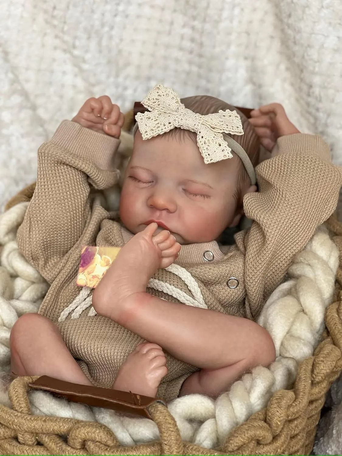 Feel Real Life Like Baby Dolls Newborn Silicone Baby Doll Girl (Mustard, Family Edition) Anano Realistic Reborn Baby Toddler off Boy 19 Inch Reborn Babies That Look Real and 