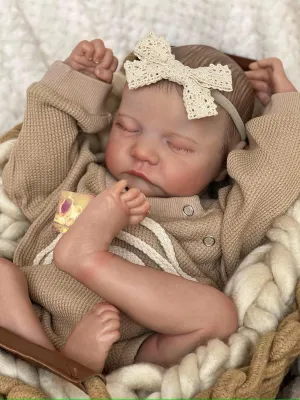 Feel Real Life Like Baby Dolls Newborn Silicone Baby Doll Girl (Mustard, Family Edition) Anano Realistic Reborn Baby Toddler off Boy 19 Inch Reborn Babies That Look Real and 