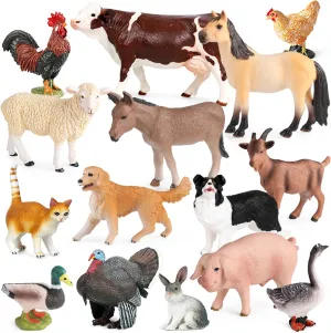Figurines Playset with Cow Horse Dog Cat and etc, Educational Learning Toys & Birthday Easter Gifts 15pcs Farm Animal Toys for 3 4 5 6 7 Years Old Toddlers Girls Boys, symphony advise hinterland Plastic Toy Farm Animal 