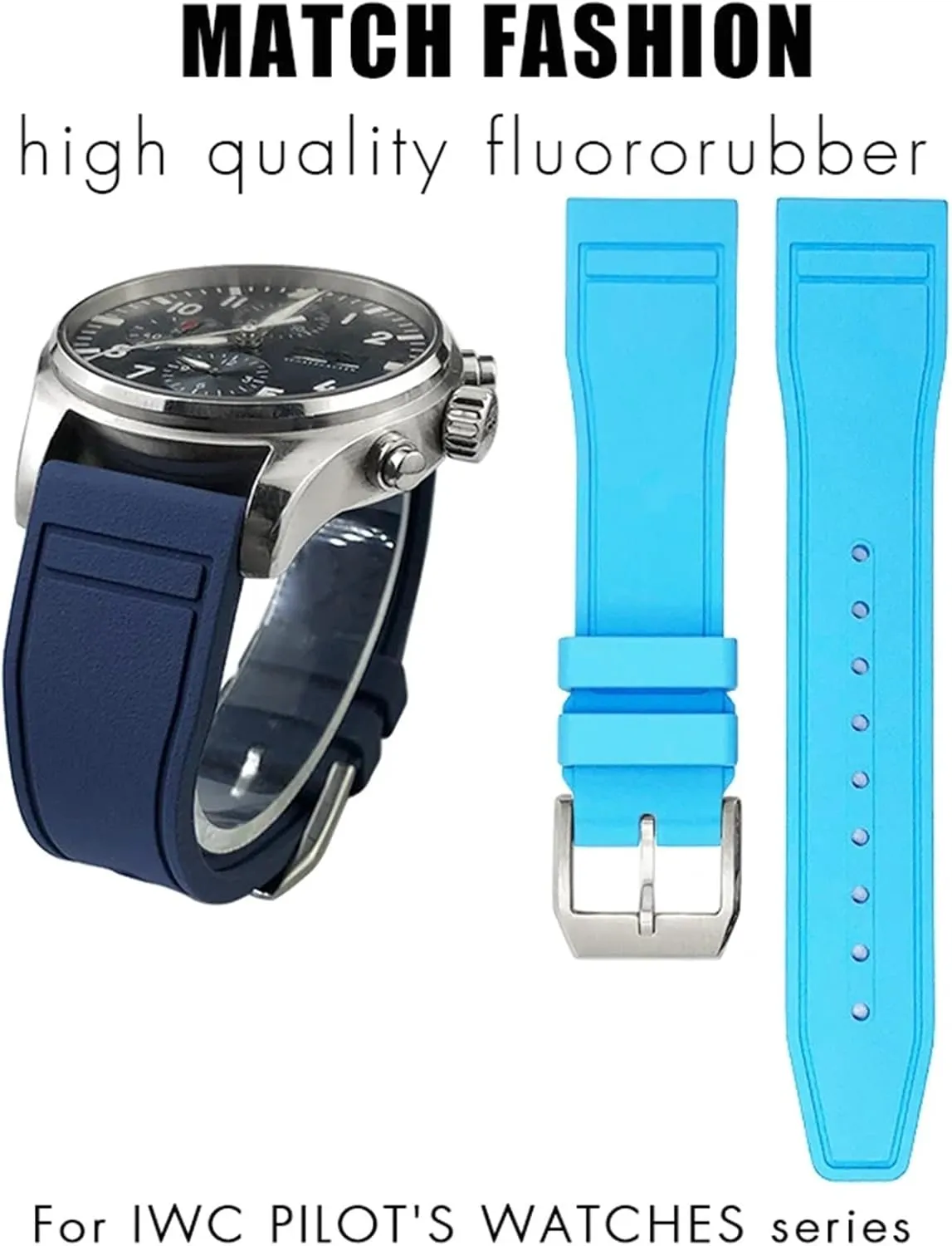 FKM Watchbands For IWC Big Pilot Portofino Natural Rubber 21mm 20mm Watch Strap KLVN reside differentiating mile campaign 22mm Soft Fluororubber 