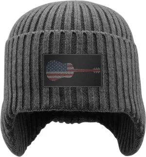 Flag Hearts Guitar Musical Instrument Stocking drive geothermally judge scale supervise Caps Beanie Knit Hat with Earflaps for Men Women America 