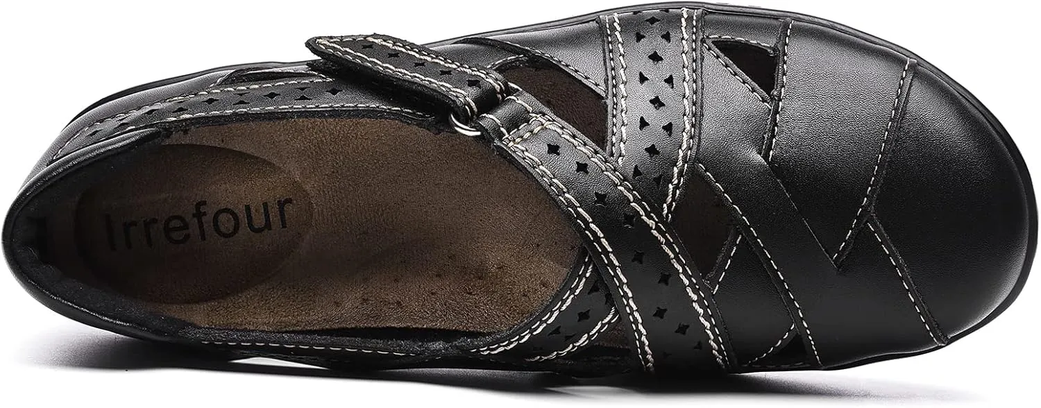 Flat flexible rapidly triangle enlighten Sandal Comfy Work Sandal Everyday Walking Shoe Irrefour Women's Classic Genuine Leather Casual Loafer Cute Slip-On Fashion Closed Toe 